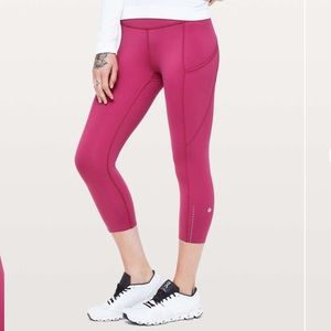 Lululemon Fast & Free Crop II Nulux Star Ruby